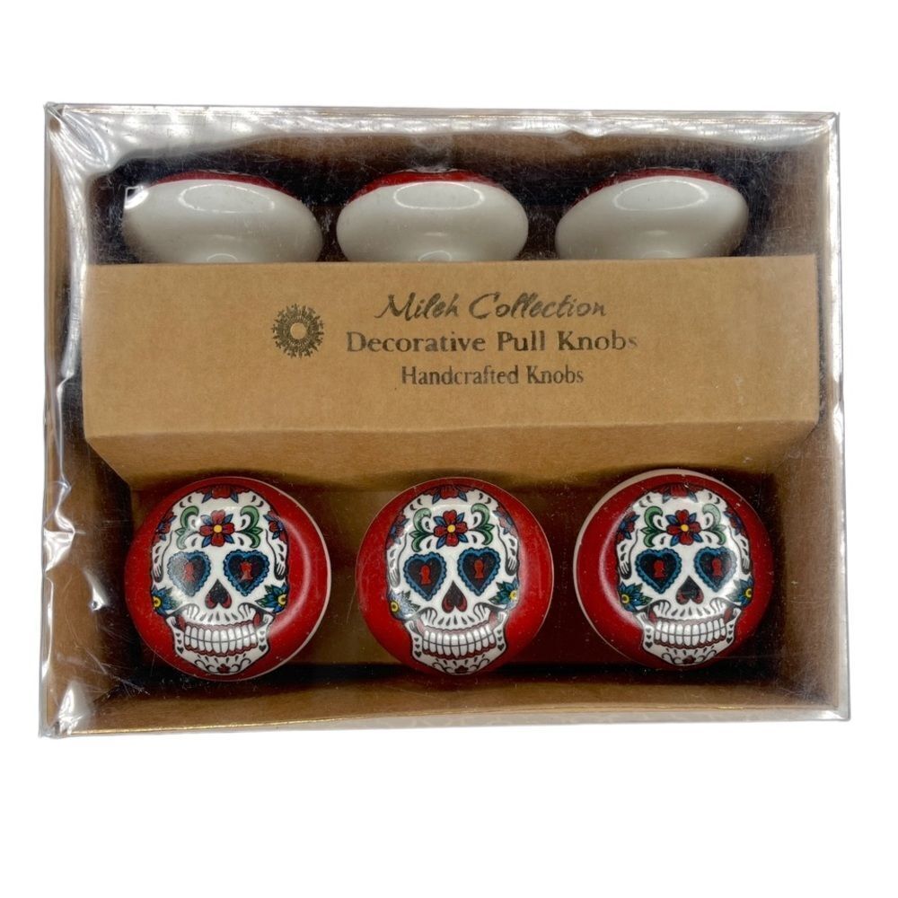 Mileh Collection Set of 6 Ceramic Decorative Pull Knobs NIB